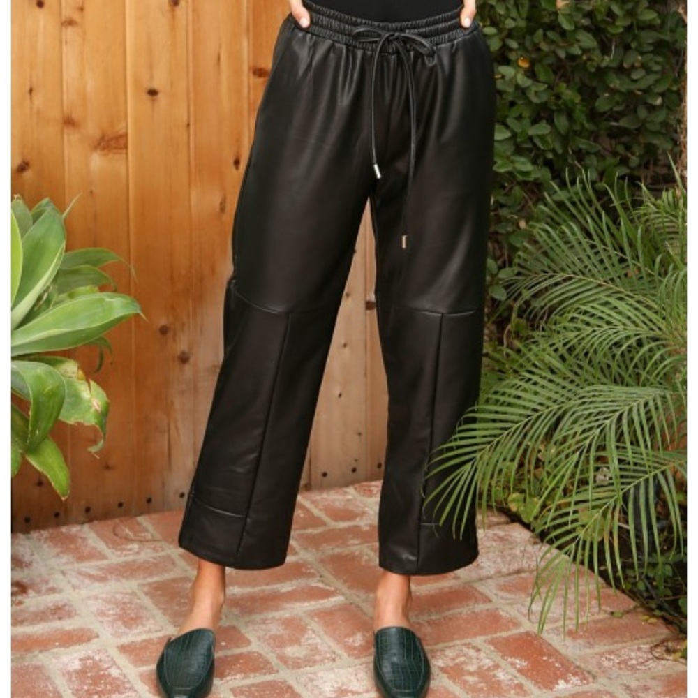 LNA Faux Leather Pant Black